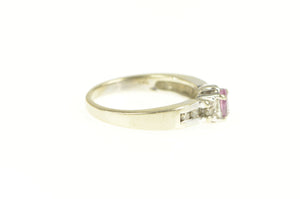 14K Oval Pink Sapphire Diamond Engagement Ring White Gold