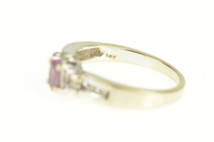 14K Oval Pink Sapphire Diamond Engagement Ring White Gold