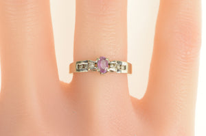 14K Oval Pink Sapphire Diamond Engagement Ring White Gold