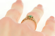 Load image into Gallery viewer, 14K Natural Emerald Oval Diamond Accent Engagement Ring Yellow Gold