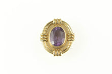 Load image into Gallery viewer, 10K Oval Grooved Amethyst Slide Bracelet Charm/Pendant Yellow Gold