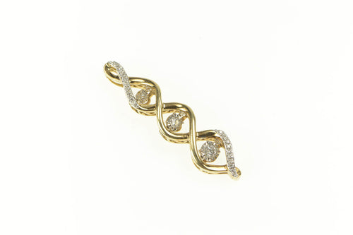 10K 0.20 Ctw Dancing Diamond Twist Drop Pendant Yellow Gold