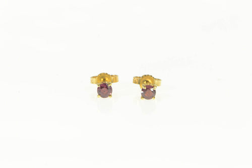 18K 0.68 Ctw Natural Ruby Solitaire Classic Stud Earrings Yellow Gold