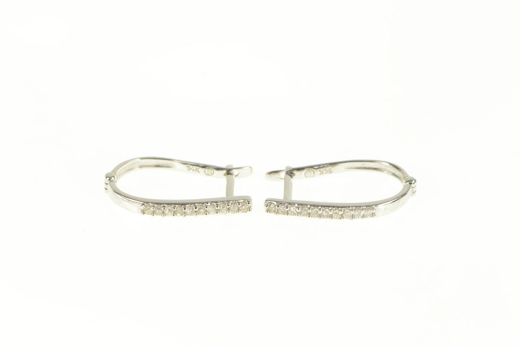 14K Diamond Encrusted Oval Classic Statement Earrings White Gold