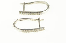 Load image into Gallery viewer, 14K Diamond Encrusted Oval Classic Statement Earrings White Gold
