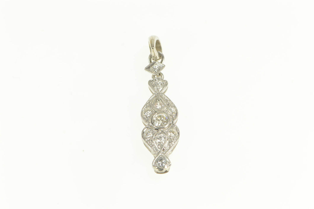 14K 0.30 Ctw Art Deco Diamond Old Mine Cut Pendant White Gold