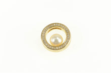 Load image into Gallery viewer, 14K 7.5mm Pearl Diamond Circle Statement Pendant Yellow Gold