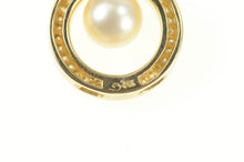 Load image into Gallery viewer, 14K 7.5mm Pearl Diamond Circle Statement Pendant Yellow Gold