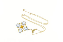 Load image into Gallery viewer, 14K Victorian Syn. Sapphire Citrine Flower Necklace 16.25&quot; Yellow Gold