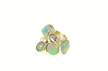 Load image into Gallery viewer, 14K Opal Pearl Diamond Abstract Cluster Cocktail Ring Yellow Gold