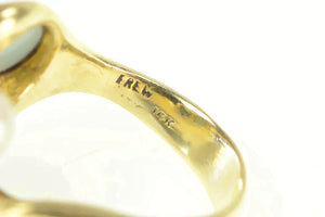 14K Opal Pearl Diamond Abstract Cluster Cocktail Ring Yellow Gold
