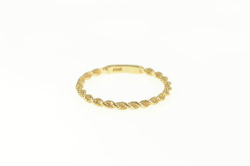 14K Twist Rope Pattern Stackable Statement Band Ring Yellow Gold
