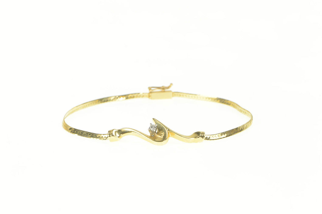 14K Diamond Accent Classic Wavy Statement Chain Bracelet 7