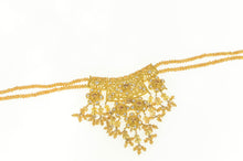 Load image into Gallery viewer, 22K Floral Beaded Fringe Elaborate Filigree Necklace 15.5&quot; Yellow Gold