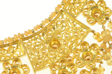 Load image into Gallery viewer, 22K Floral Beaded Fringe Elaborate Filigree Necklace 15.5&quot; Yellow Gold