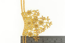 Load image into Gallery viewer, 22K Floral Beaded Fringe Elaborate Filigree Necklace 15.5&quot; Yellow Gold