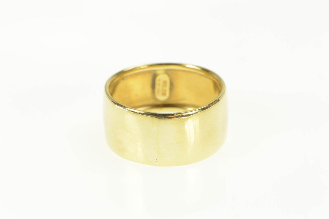 18K 8.4mm Wide Classic Thick Statatement Band Ring Yellow Gold
