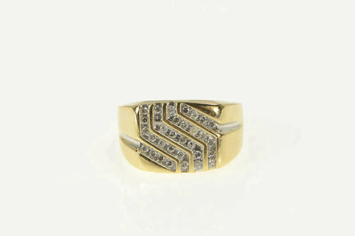 10K 0.75 Ctw Diamond Squared Geometric Men's Ring Yellow Gold