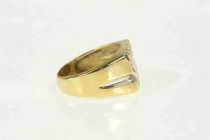 10K 0.75 Ctw Diamond Squared Geometric Men's Ring Yellow Gold