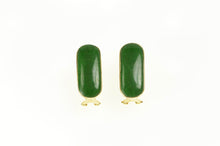 Load image into Gallery viewer, 14K Retro Oval Jade Ornate French Clip Earrings Yellow Gold