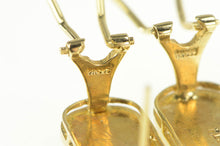 Load image into Gallery viewer, 14K Retro Oval Jade Ornate French Clip Earrings Yellow Gold