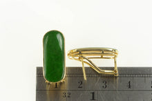 Load image into Gallery viewer, 14K Retro Oval Jade Ornate French Clip Earrings Yellow Gold