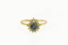 Load image into Gallery viewer, 14K 0.41 Ctw Pear Natural Sapphire Diamond Halo Ring Yellow Gold