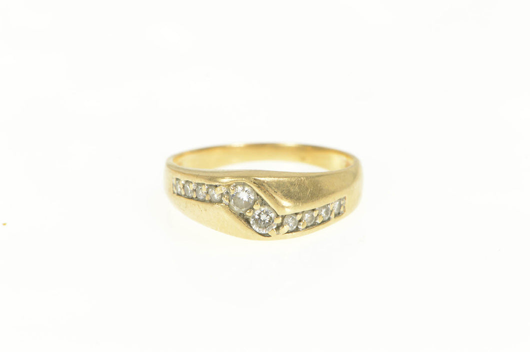 14K 0.40 Ctw Diamond Men's Bypass Wedding Band Ring Yellow Gold