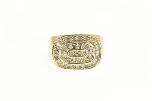 14K 0.95 Ctw Diamond Oval Channel Men's Statement Ring Yellow Gold