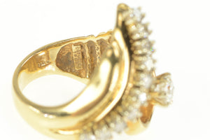 14K 1.00 Ctw 1940's Diamond Geometric Statement Ring Yellow Gold
