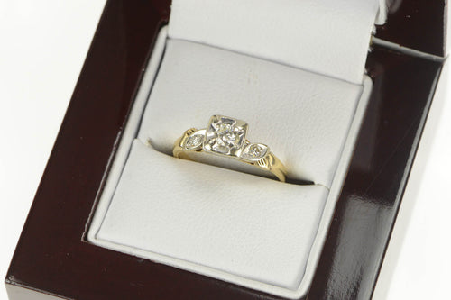 14K 1940's Classic Diamond Promise Engagement Ring Yellow Gold