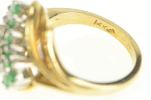 Load image into Gallery viewer, 14K 1.17 Ctw Emerald Diamond Cluster Bypass Ring Yellow Gold