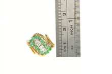 Load image into Gallery viewer, 14K 1.17 Ctw Emerald Diamond Cluster Bypass Ring Yellow Gold