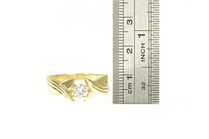 14K 0.52 Ct Diamond Solitaire Grooved Engagement Ring Yellow Gold