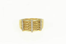 Load image into Gallery viewer, 14K Diamond Bar Geometric Braid Chain Statmenet Ring Yellow Gold
