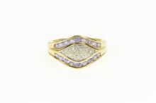 Load image into Gallery viewer, 14K Pave Diamond Tanzanite Curved Statement Ring Yellow Gold