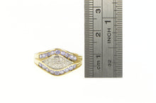 Load image into Gallery viewer, 14K Pave Diamond Tanzanite Curved Statement Ring Yellow Gold
