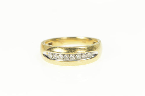 14K Classic Grooved Simple Wedding Band Ring Yellow Gold
