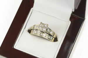 14K 1.75 Ctw Princess Diamond Engagement Set Ring Yellow Gold