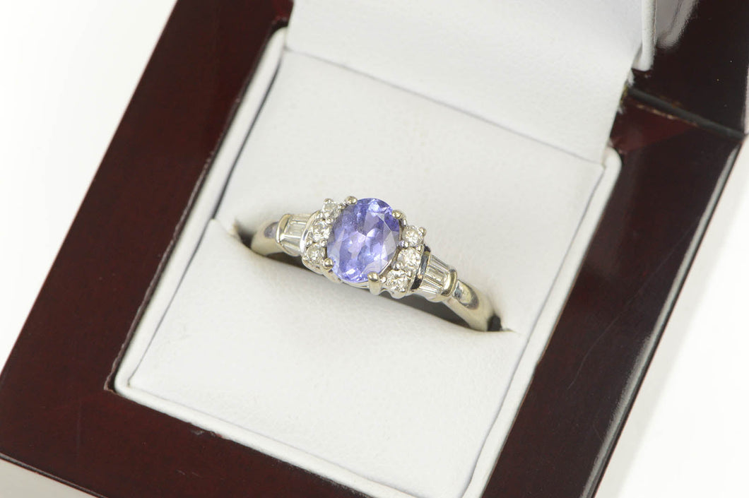 14K 1.33 Ctw Tanzanite Diamond Engagement Ring White Gold