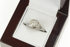 Platinum 0.70 Ctw Art Deco Filigree Domed Engagement Ring