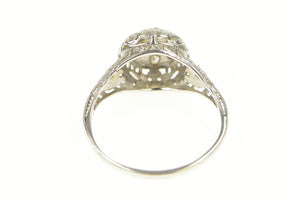 Platinum 0.70 Ctw Art Deco Filigree Domed Engagement Ring