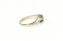 Load image into Gallery viewer, 18K Art Deco Sapphire Diamond Filigree Engagement Ring White Gold