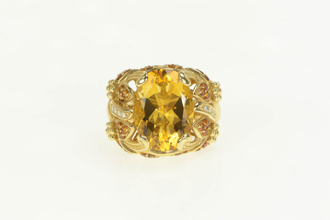 14K 11.69 Ctw Citrine Diamond Garnet Elaborate Ring Yellow Gold