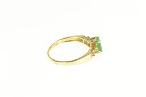 14K Natural Emerald Diamond Engagement Ring Yellow Gold