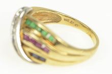 Load image into Gallery viewer, 10K Channel Diamond Ruby Sapphire Emerald Vintage Ring Yellow Gold