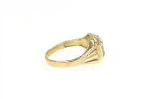10K Bezel Set Simulated Blue Sapphire Vintage Ring Yellow Gold