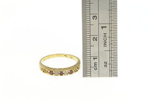 10K Ruby Diamond Retro I Love You Ring Yellow Gold