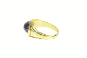 14K Retro Cabochon Purple Flourite Bezel Ring Yellow Gold