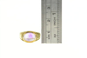 14K Retro Cabochon Purple Flourite Bezel Ring Yellow Gold